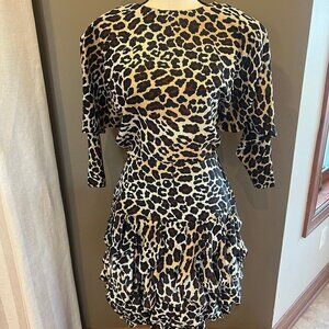 Vintage Susan Roselli for Vijack Leopard Dress with Ruffle Skirt, Size 7/8